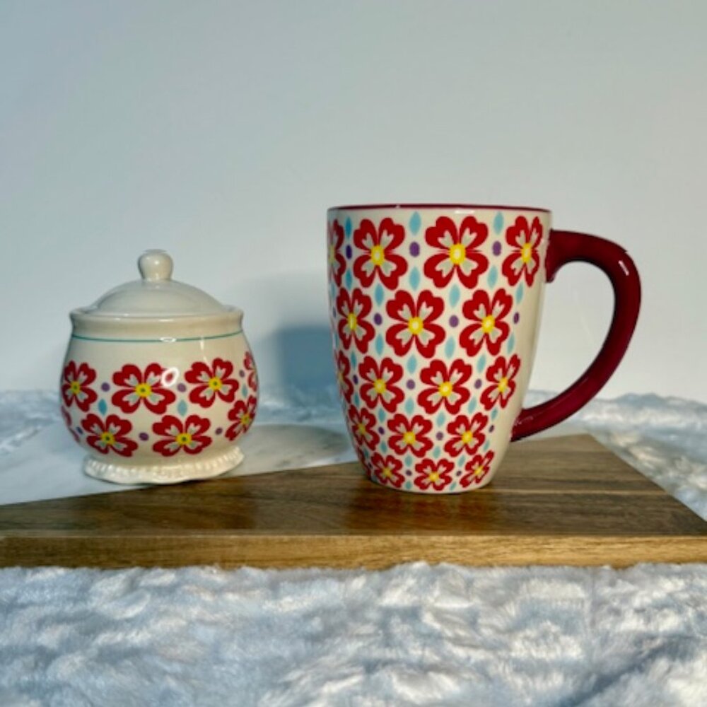 Pioneer Woman Coffee Mug Jumbo 26 Ounces Sugar‎ Bowl Daisy Farmhouse Cottagecore